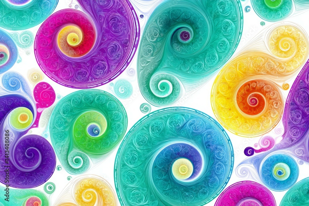 Poster a colorful swirl pattern with a white background