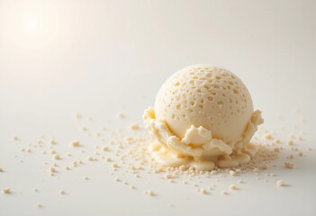 Fototapeta premium A white ice cream ball with a white powdery substance on top