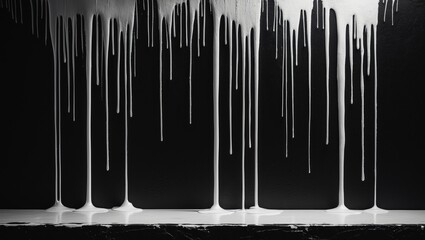 Liquid streams in vertical patterns.