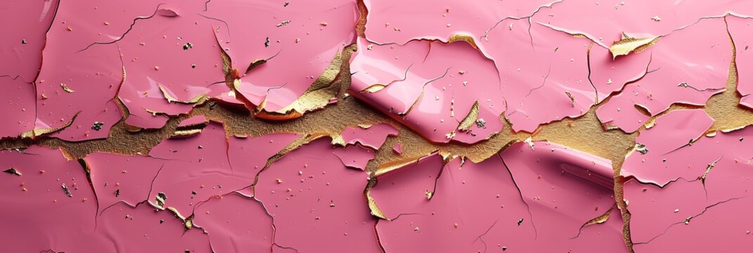 Kintsugiinspired anime wallpaper pink gold tones promoting healing and resilience leaving ample space for personalized overlays