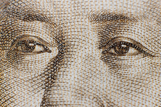 Close up shot of Mao Zedong chairman of the Chinese Communist Party, on Chinese 20 Yuan banknote