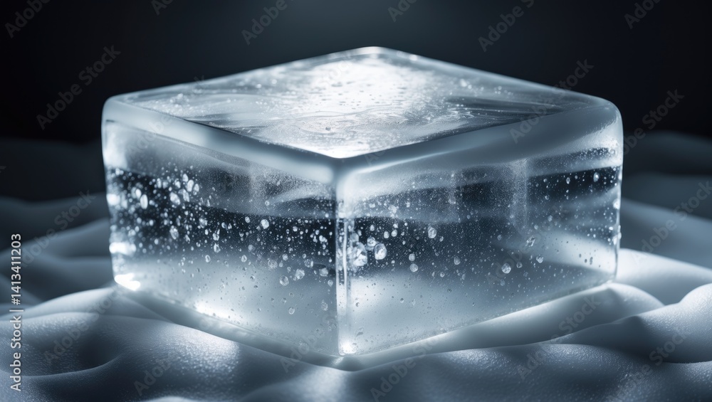 Poster isolated natural ice block with texture on background. clipping path included.