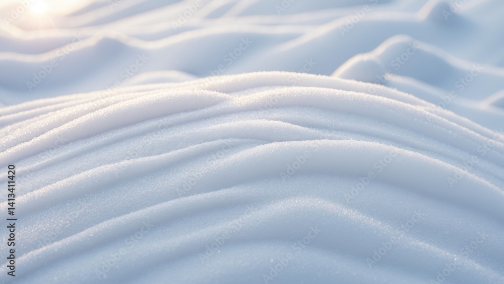 Poster natural snow texture with a smooth surface of pristine fresh snow.