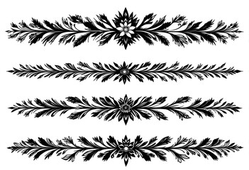 Four black and white lines with flowers on them