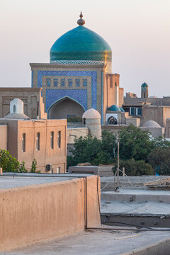 Khiva, Xorazm Region, Uzbekistan, Central Asia. Dome on the Islam Khodja Madrasa.