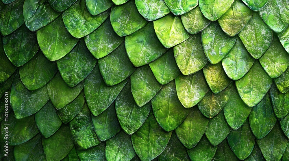 Poster overlapping green scale pattern