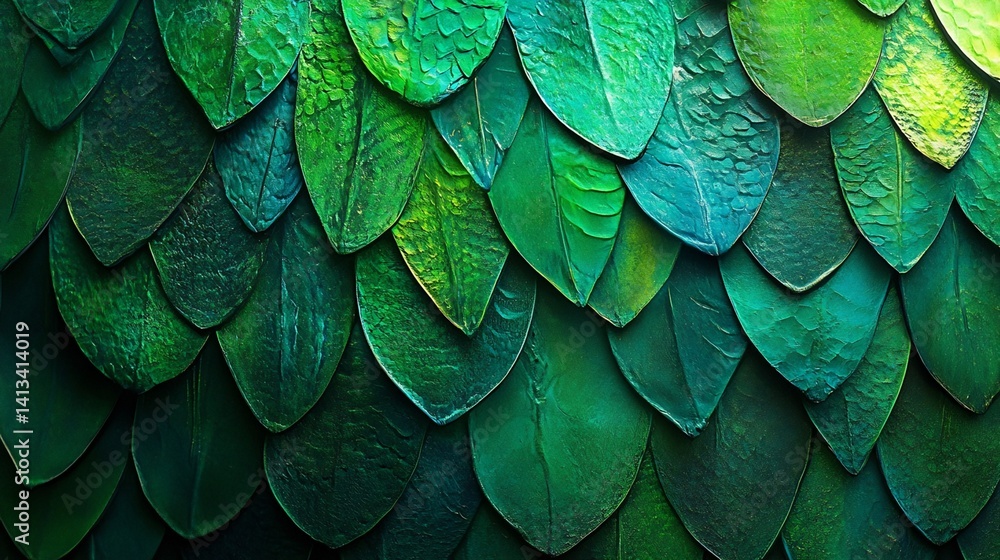 Aufkleber overlapping green scale-like forms