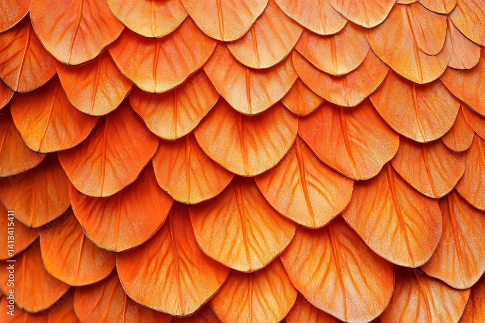Poster overlapping orange scaled pattern