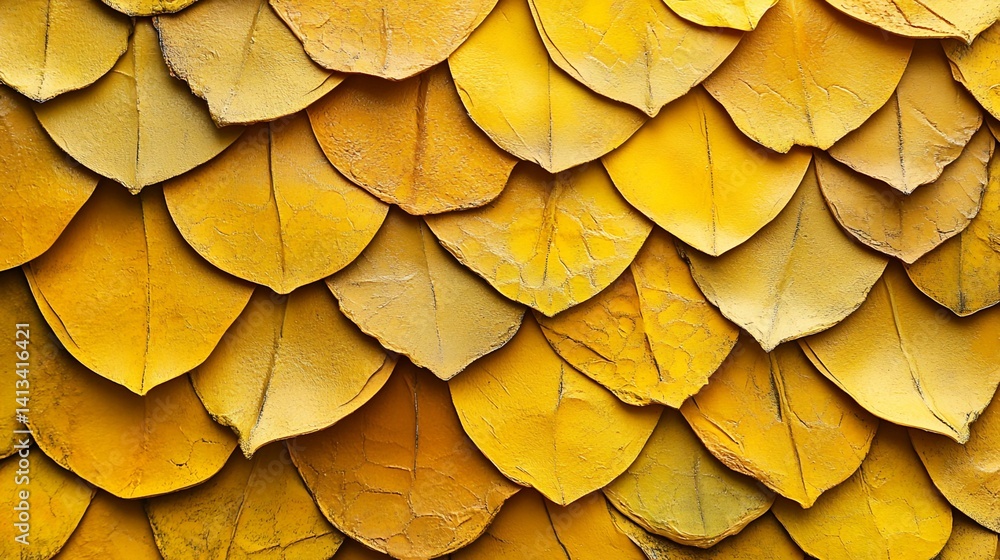 Aufkleber overlapping yellow leaf-shaped elements in scaly pattern