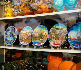 Georgian souvenirs on store shelves closeup