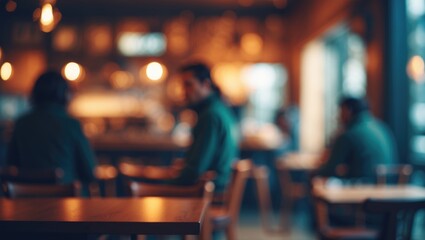 Blurred background of restaurant interior banner