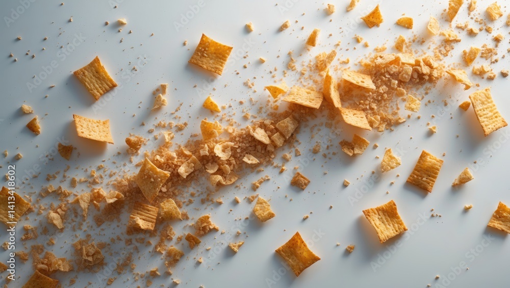 Poster macro shot of bread crumbs isolated on a background.