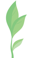 Simple green leaf branch with soft curves and minimalist design flat vector illustration