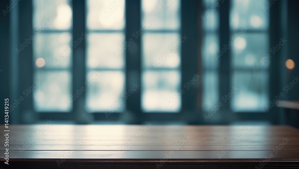 Poster background of a blurred window featuring a table