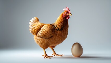 Isolated brown hen and egg on a background.