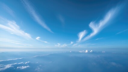 The vibrant background featuring azure skies and clouds