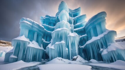 Imposing ice formations in the winter season
