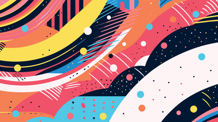 Obraz premium Colorful abstract geometric pattern with spirals and lines flat vector illustration