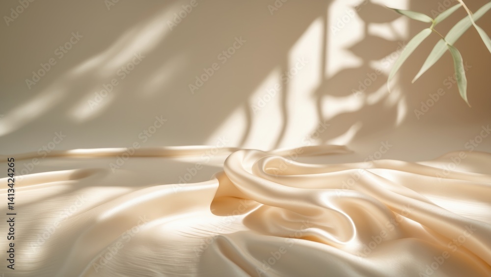 Poster studio background with leaf shadow for product presentation.