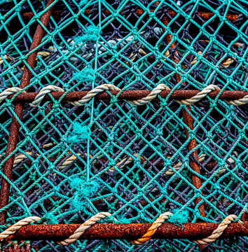 Quebec, Sept-Iles, Canada. Fishing nets.