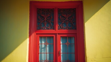 Obraz premium Classic red door and window design