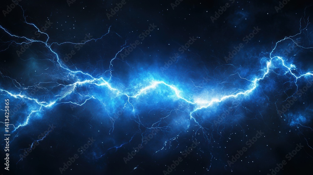 Poster flash of lightning on dark background.