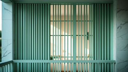 Balcony with light green slats