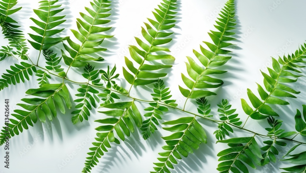 Poster isolated leaf fern captured with macro lens on white background