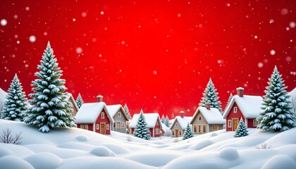 Charming Cozy Winter Scene with Houses and Snowy Landscape