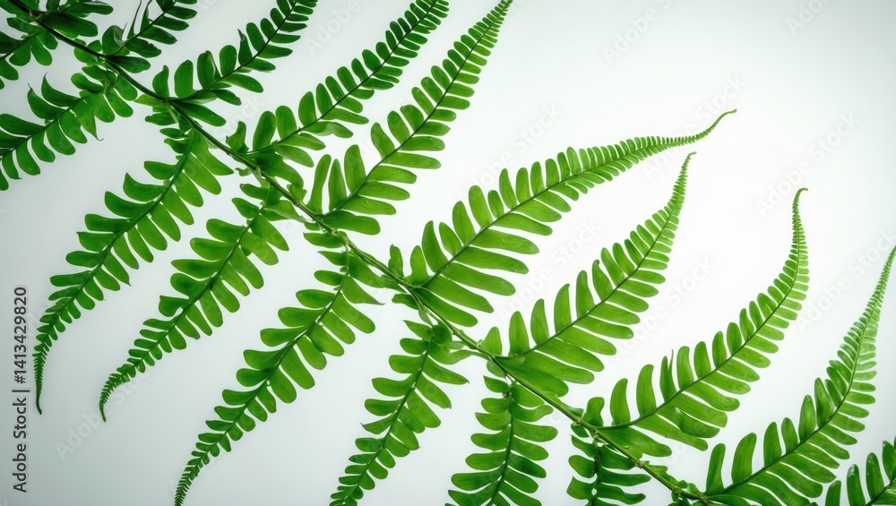 Poster macro lens shot of leaf fern on a white backdrop