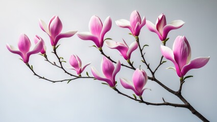 Fototapeta premium isolated magnolia flower branch on a white surface