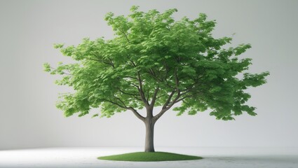 Lone cherry tree against a white backdrop