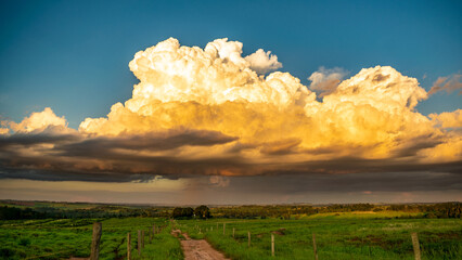 
Amazing sunset, yellow and red clouds