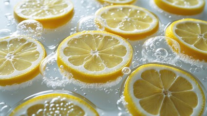 Water with Lemon Slices and Background
