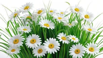 Fototapeta premium Daisy flowers in green grass