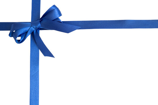 A blue ribbon with a bow. The ribbon is tied in a bow, which adds a decorative touch to the ribbon. Transparent background, PNG format