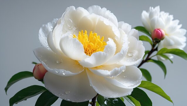 Background Featuring White Camellia Flowers