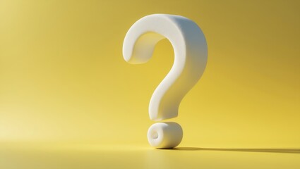 White foam shape of a question mark on the right side with blank space in the background