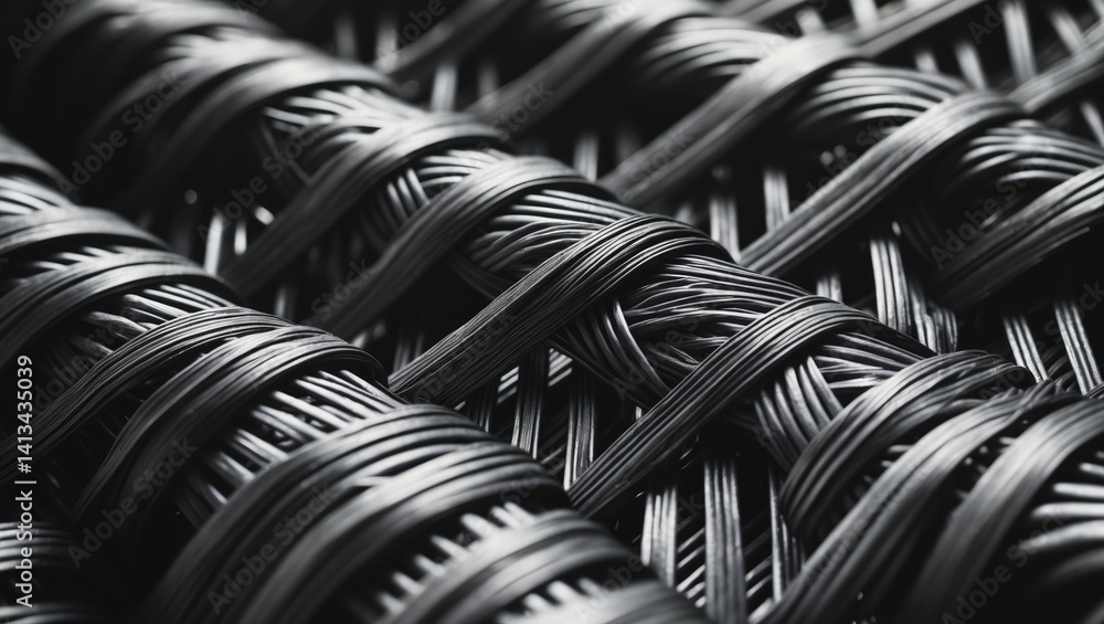 Poster image showcases a wicker pattern with a black and white effect.