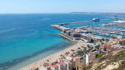 Costa Blanca coastline in Alicante city in Spain. The beaches resort for vacation in southern Europe