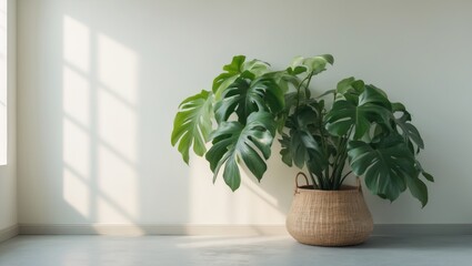 Fototapeta premium Empty white room featuring a plant wall