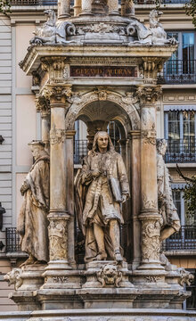 Gerard Audran Statue, Jacobins Fountain, Place Des Jacobins, Lyon, France.