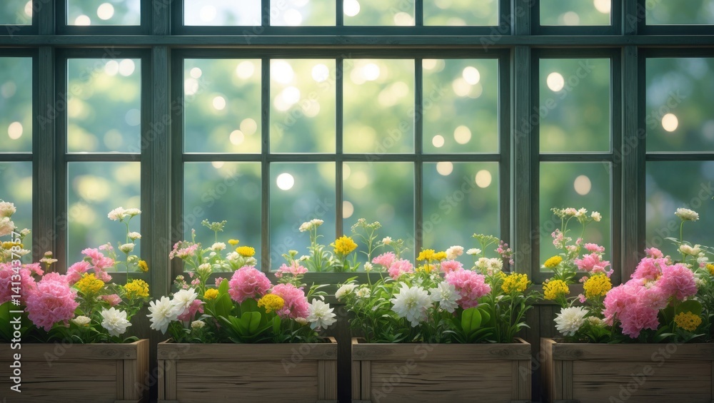 Poster windows with bokeh background