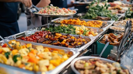 Fototapeta premium Food Truck Buffet: A Delicious Array of Dishes.