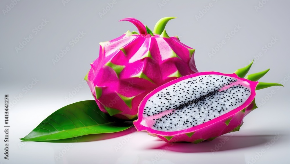 Poster isolated dragon fruit, pitaya on background with clipping path