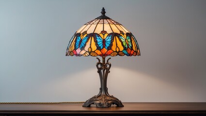 Retro lamp set against a backdrop