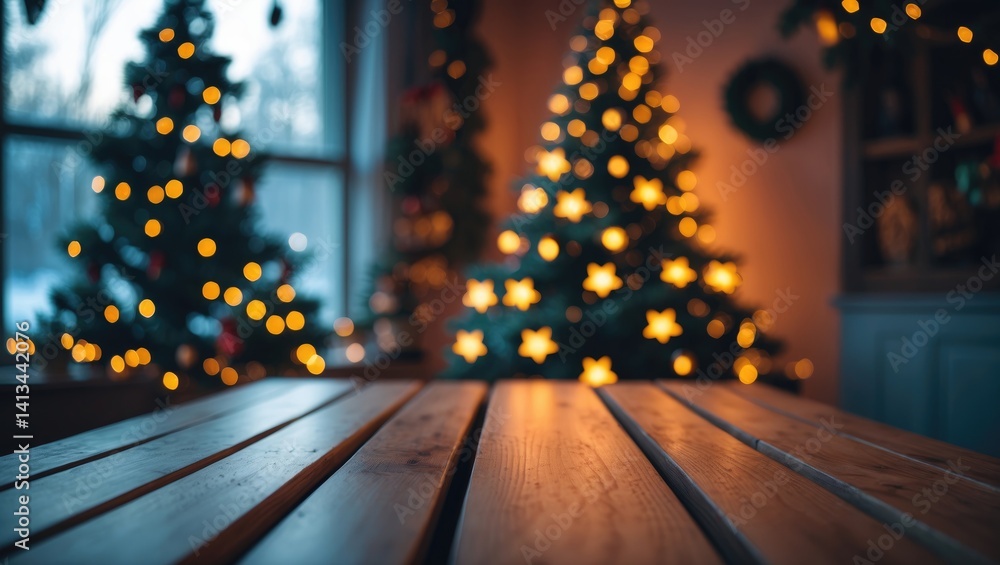 Poster decorative background with an empty table