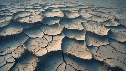 Desertification and drought of arid land, cracked earth, dry soil for environmental awareness backdrop