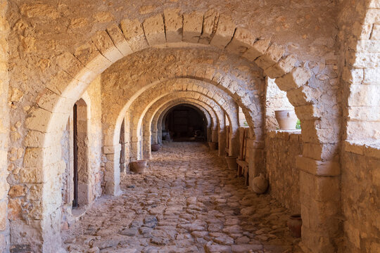 Greece, Crete, Rethymno. 16th century Eastern Orthodox Monastery. The Holy Monastery of Arkadi