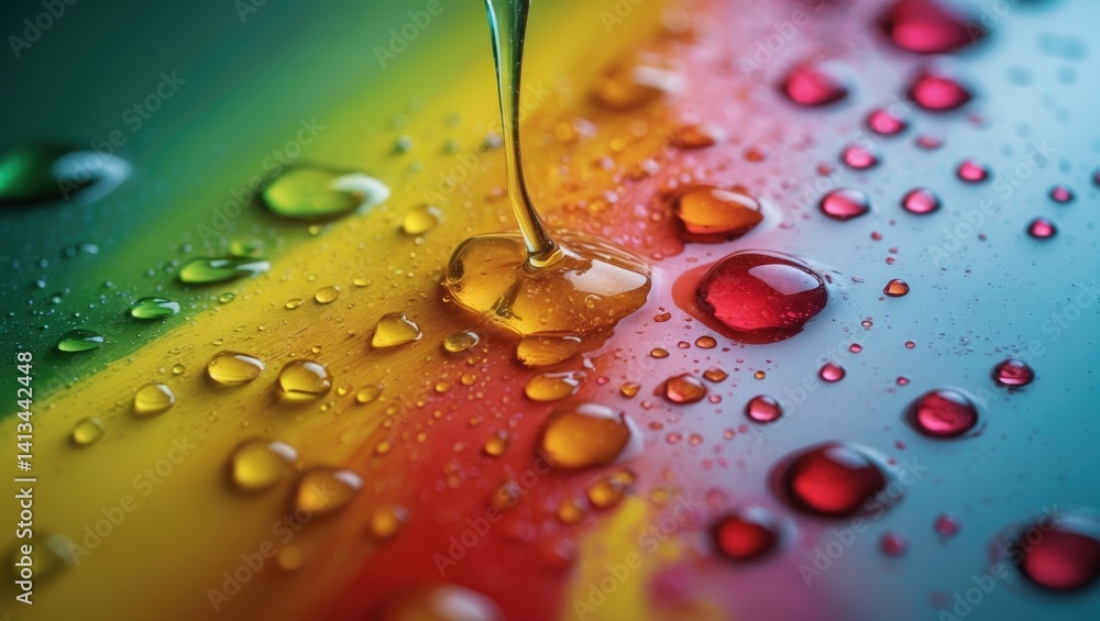 Aufkleber Raindrops on a see-through surface. Abstract background and design texture.